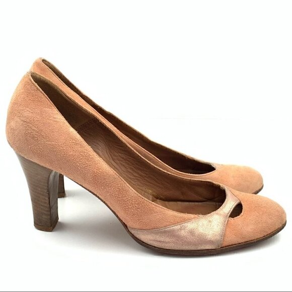 Marc jacobs heels 7 peach rose gold Italian suede Y2k vintage - Picture 1 of 11